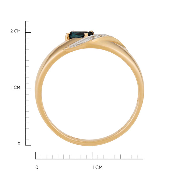 Кольцо из золота 585 пробы c сапфиром и бриллиантами, Л 5208 1621 за 22000