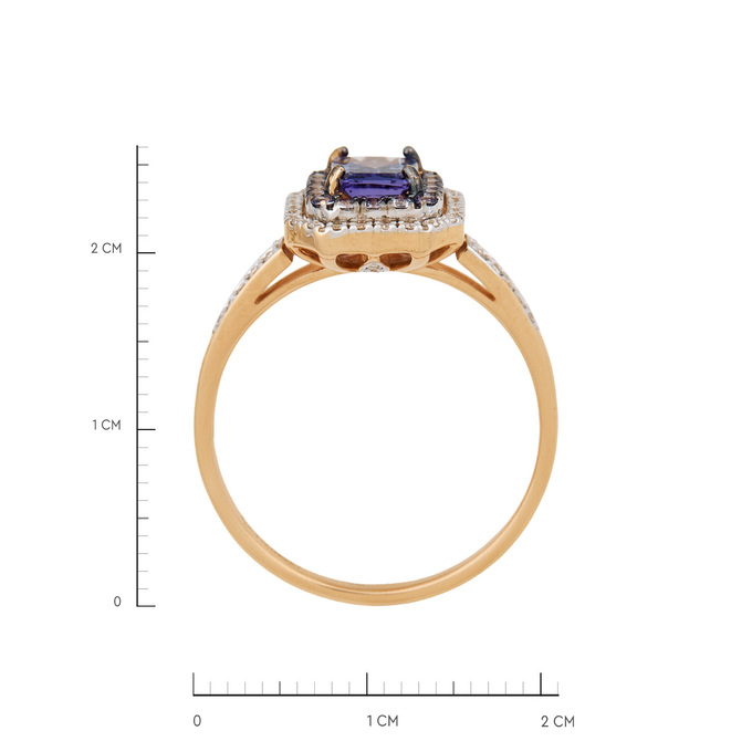 Кольцо из золота 585 пробы c танзанитами и бриллиантами, Л 6002 5522 за 67000