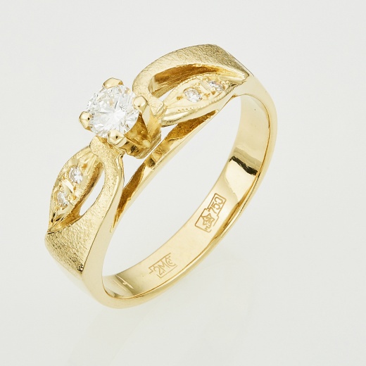 Кольцо из желтого золота 750 пробы c 5 бриллиантами Л51030844 фото 1