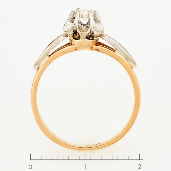 Кольцо из комбинированного золота 585 пробы c 1 бриллиантом, Л29119404 за 16500