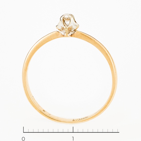 Кольцо из комбинированного золота 585 пробы c 1 бриллиантом, Л06156694 за 6250