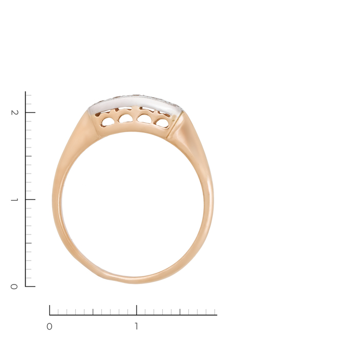 Кольцо из комбинированного золота 585 пробы c 5 бриллиантами, Л 7101 8607 за 13930