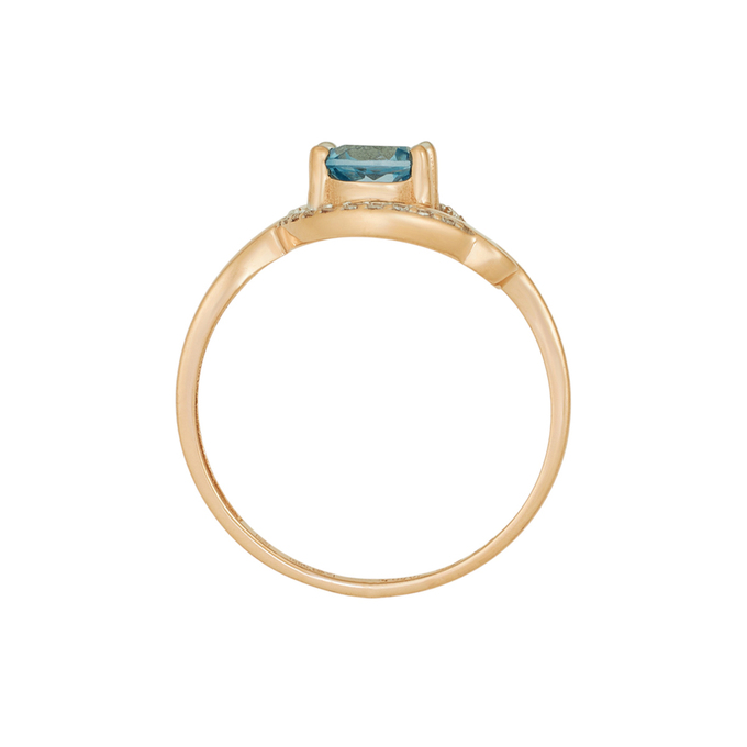 Кольцо из золота 585 пробы c топазом и фианитами