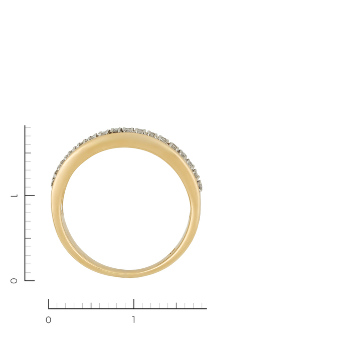 Кольцо из комбинированного золота 585 пробы c 34 бриллиантами, Л 6102 4507 за 27120
