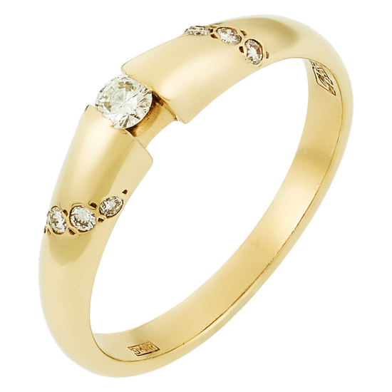 Кольцо из желтого золота 585 пробы c 9 бриллиантами, Л05062437 за 16760