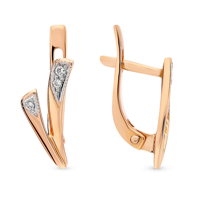 Серьги из золота 585 пробы c фианитами
