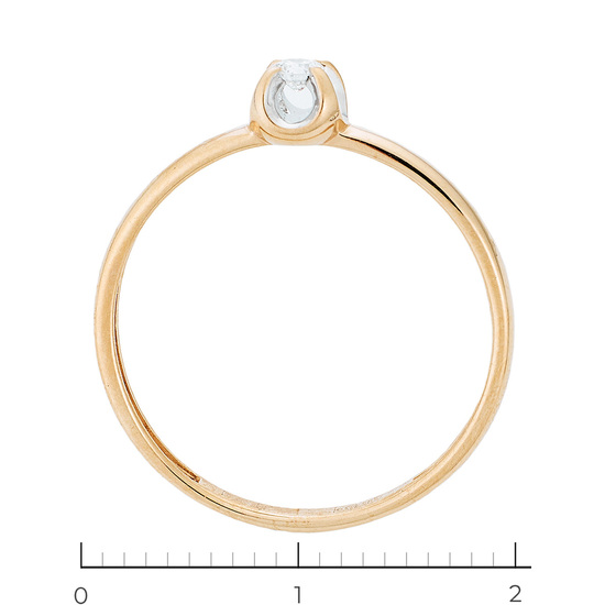Кольцо из комбинированного золота 585 пробы c 1 бриллиантом, Л36061259 за 12720