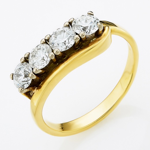 Кольцо из комбинированного золота 585 пробы c 4 бриллиантами Л54017834 фото 1
