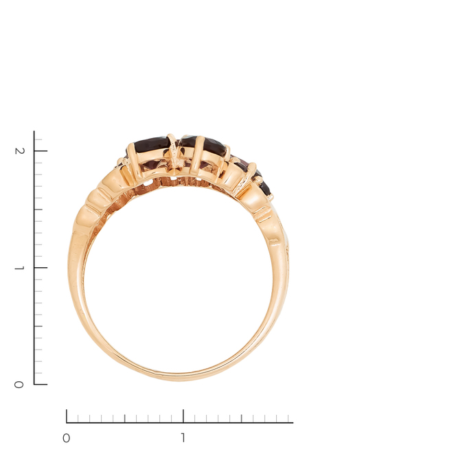 Кольцо из золота 585 пробы c 11 гранатами, Л 0407 2194 за 23100