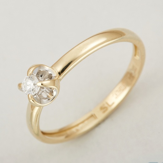 Кольцо из желтого золота 585 пробы c 1 бриллиантом Л36050462 фото 1