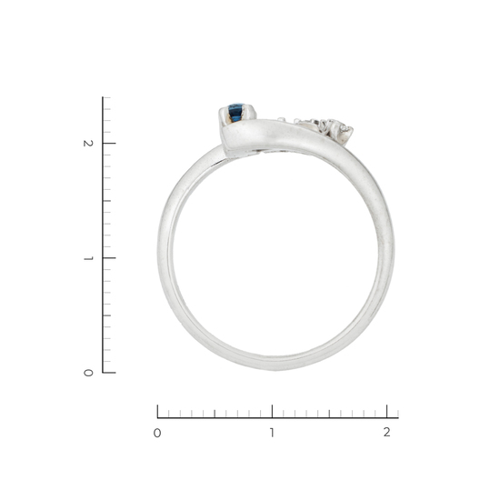 Кольцо из белого золота 585 пробы c 5 бриллиантами и 1 сапфиром, Л06160924 за 38800