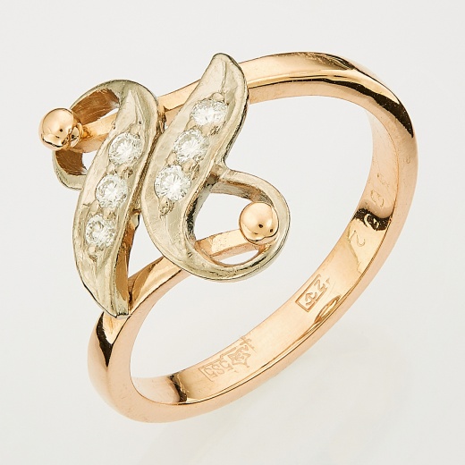 Кольцо из комбинированного золота 585 пробы c 6 бриллиантами Л75004230 фото 1