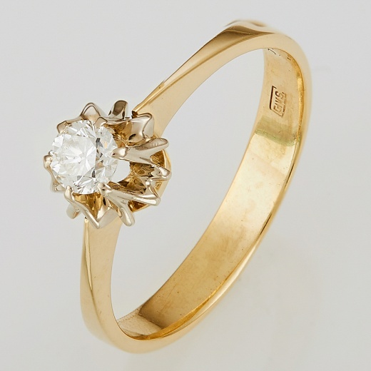 Кольцо из комбинированного золота 750 пробы c 1 бриллиантом Л24122904 фото 1