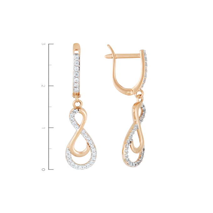 Серьги из золота 585 пробы c 58 фианитами