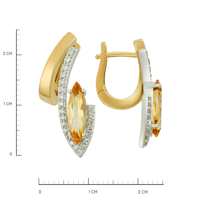 Серьги из золота 750 пробы c цитринами и бриллиантами, Ц О007 1848 за 100000