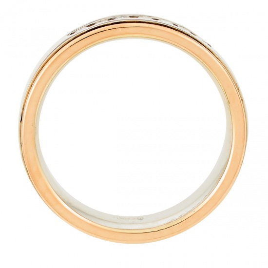 Кольцо обручальное из комбинированного золота 585 пробы c 7 бриллиантами, Л41062646 за 19575