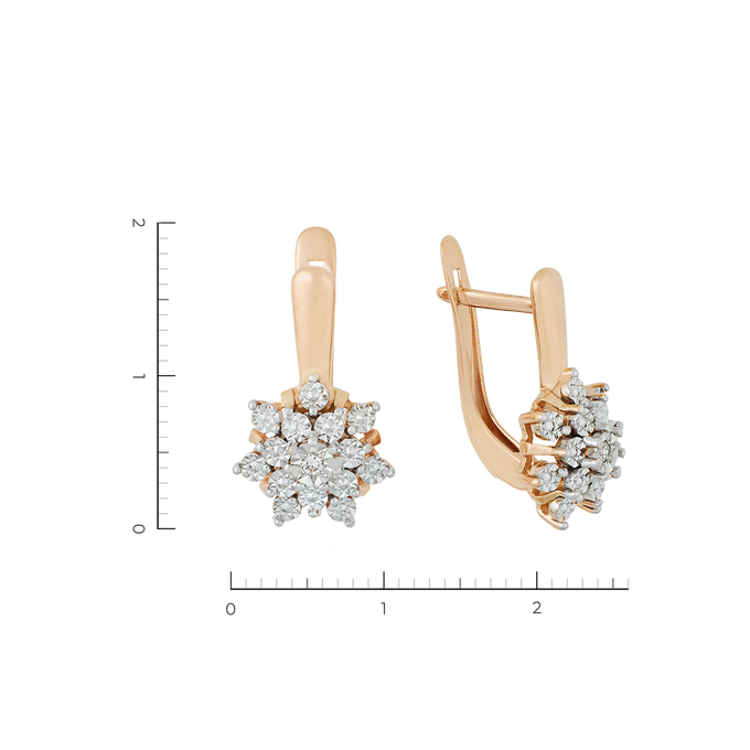 Серьги из золота 585 пробы c 2 бриллиантами