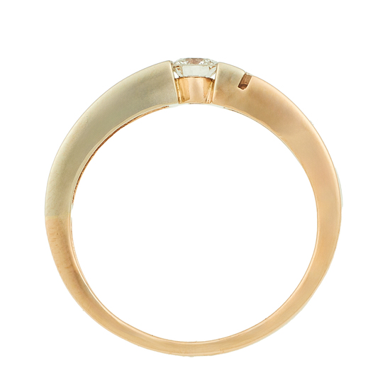 Кольцо из комбинированного золота 585 пробы c 1 бриллиантом, Л12079911 за 17400