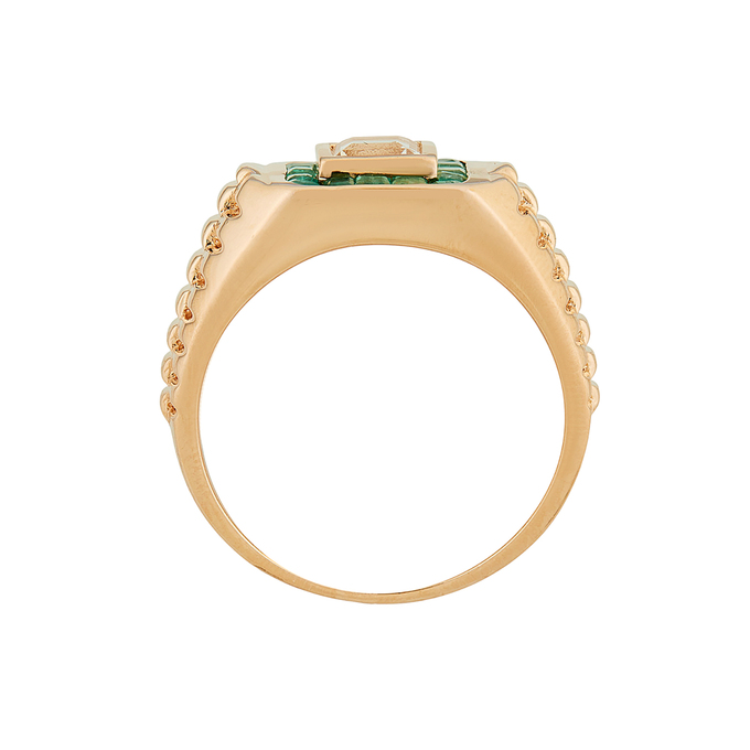 Кольцо из золота 585 пробы c топазом и изумрудами, Л 6602 8078 за 101000