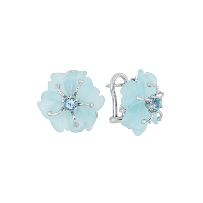 Серьги из золота 585 пробы c топазами и халцедонами, Л 4507 6117 за 87500