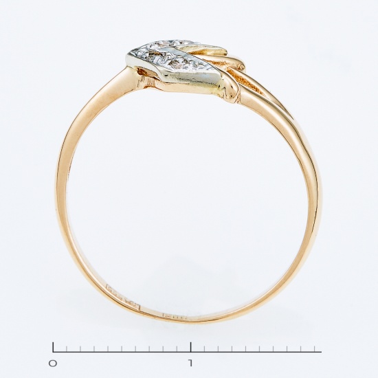Кольцо из комбинированного золота 585 пробы c 4 бриллиантами, Л57024279 за 6368