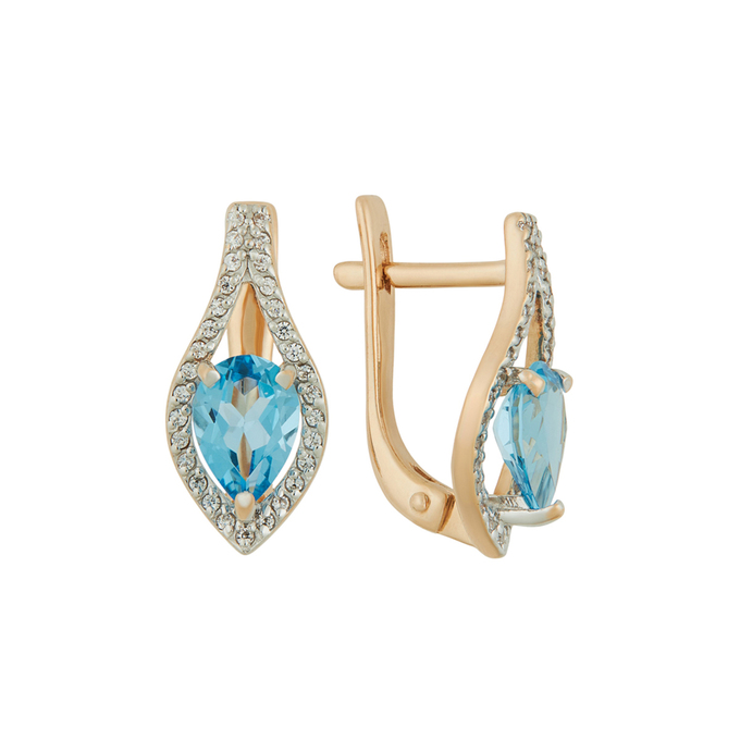 Серьги из золота 585 пробы c топазами и фианитами, Л 2010 9586 за 39600