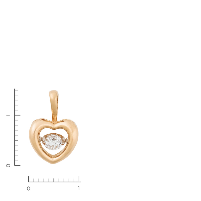 Подвеска из красного золота 585 пробы c 1 бриллиантом