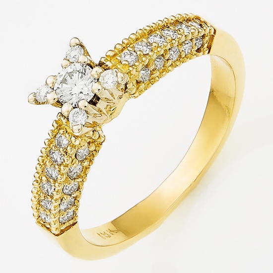 Кольцо из комбинированного золота 750 пробы c 37 бриллиантами