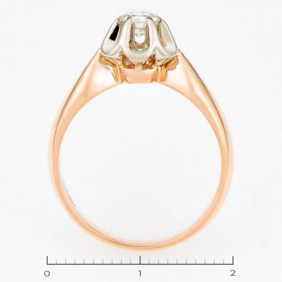 Кольцо из комбинированного золота 583 пробы c 1 бриллиантом, Л48060959 за 48950
