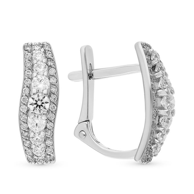 Серьги из белого золота 585 пробы c фианитами