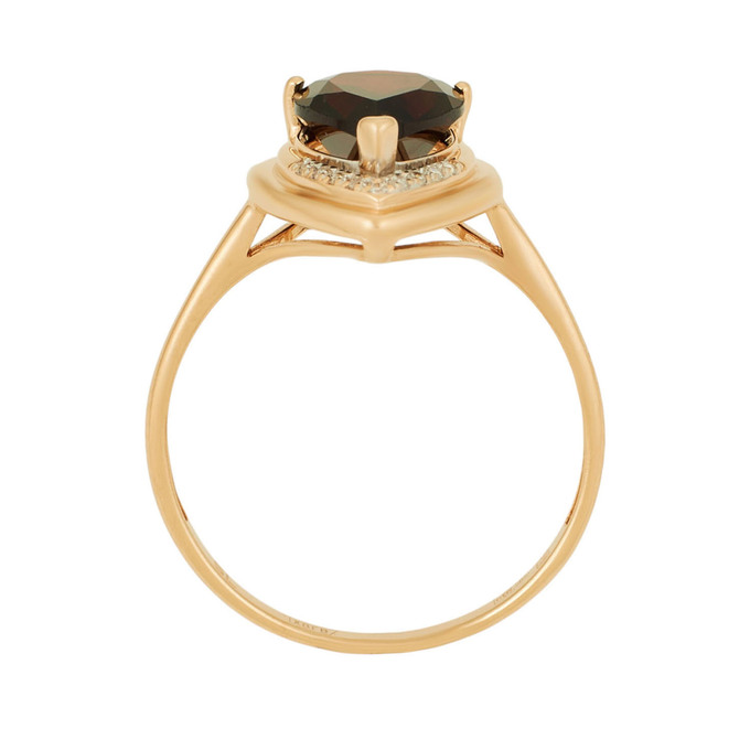 Кольцо из золота 585 пробы c гранатом и бриллиантами