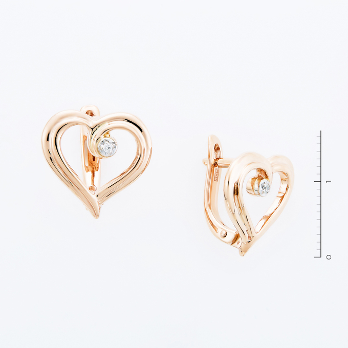 Серьги из золота 585 пробы c 2 бриллиантами