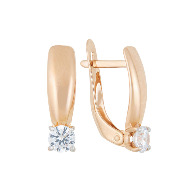 Серьги из золота 585 пробы c фианитами