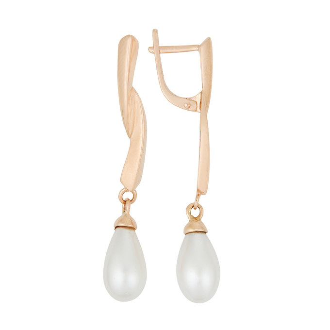 Серьги из золота 585 пробы c 2 культ. жемчугами, Л 4507 7949 за 51760