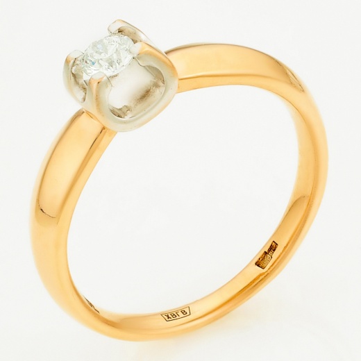 Кольцо из комбинированного золота 585 пробы c 1 бриллиантом Л60018140 фото 1