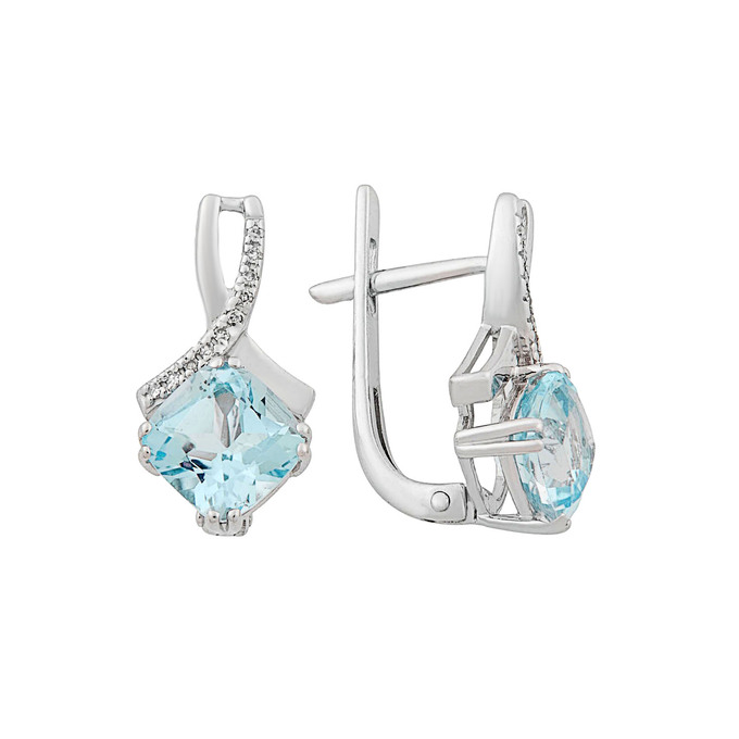 Серьги из золота 585 пробы c топазами и бриллиантами, Ц О007 2861 за 30400