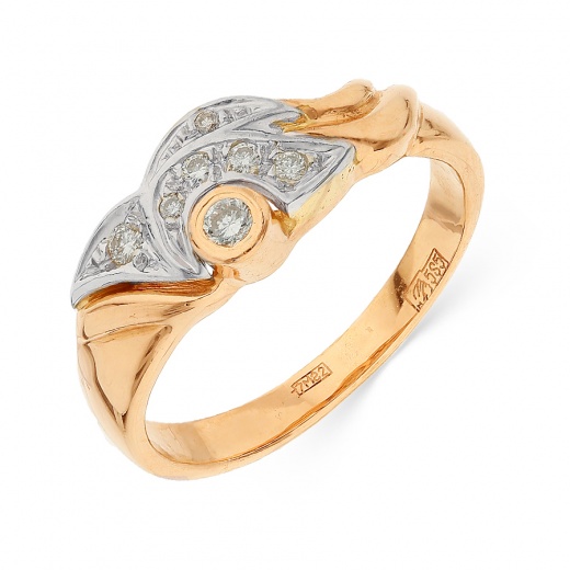 Кольцо из комбинированного золота 585 пробы c 7 бриллиантами Л20090872 фото 1