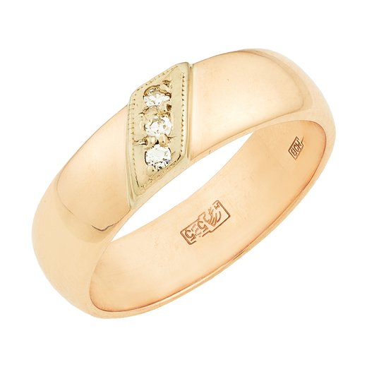Кольцо из комбинированного золота 585 пробы c 3 бриллиантами Л09104659 фото 1