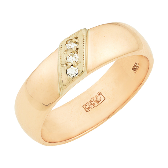 Кольцо из комбинированного золота 585 пробы c 3 бриллиантами, Л09104659 за 19950