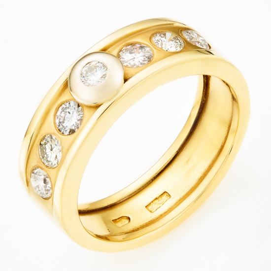 Кольцо из желтого золота 750 пробы c 7 бриллиантами