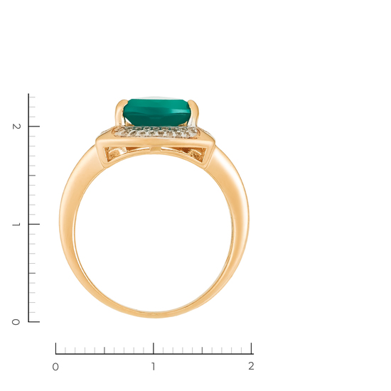 Кольцо из красного золота 585 пробы c 69 бриллиантами и 1 хризопразом, Л73024463 за 33200