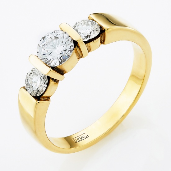 Кольцо из желтого золота 585 пробы c 3 бриллиантами, Л20047095 за 192 950 ₽