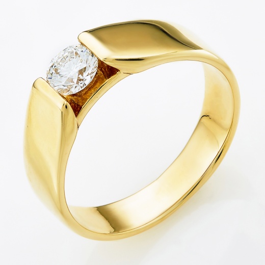 Кольцо из желтого золота 585 пробы c 1 бриллиантом Л49028593 фото 1