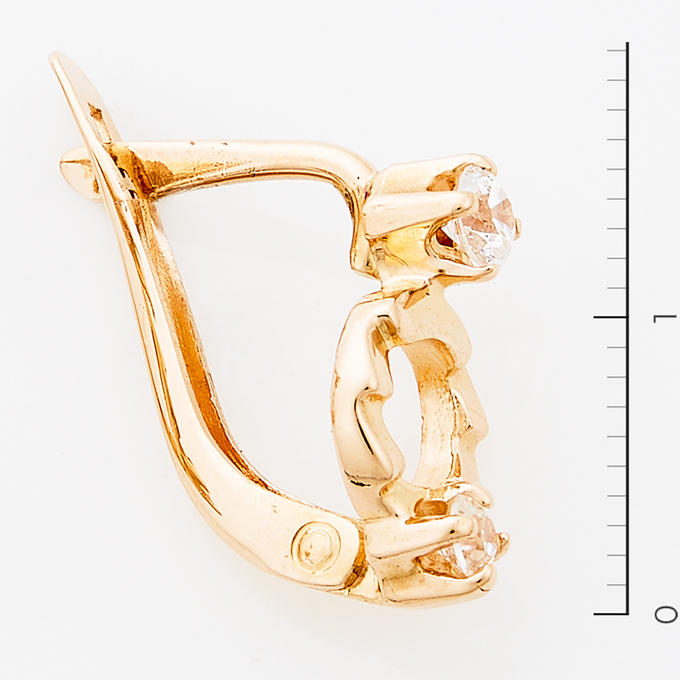 Серьги из красного золота 585 пробы c фианитами