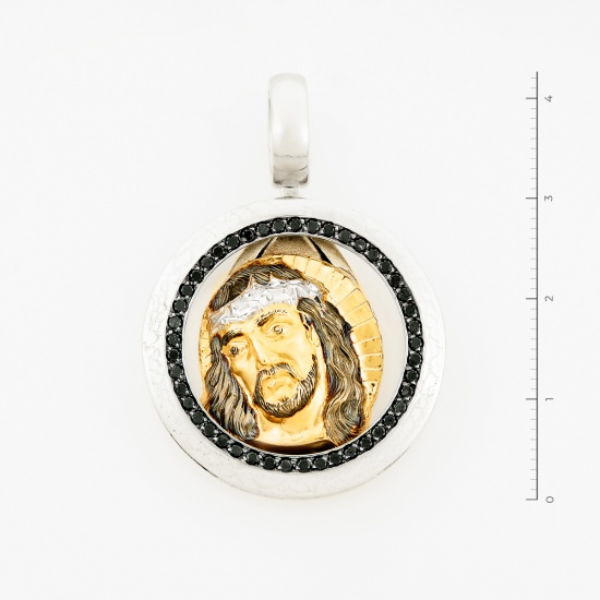 Иконка из комбинированного золота 585 пробы c 45 бриллиантами