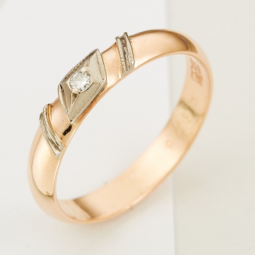 Кольцо из комбинированного золота 583 пробы c 1 бриллиантом Л11132879 фото 1