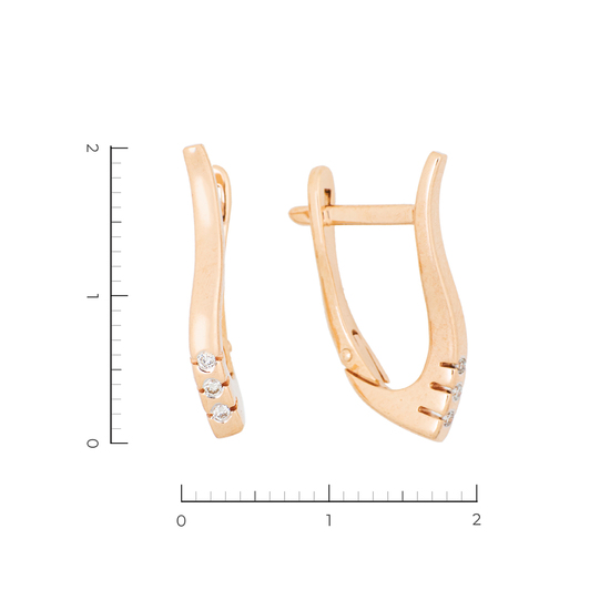 Серьги из красного золота 585 пробы c 6 бриллиантами, Л06155449 за 30800