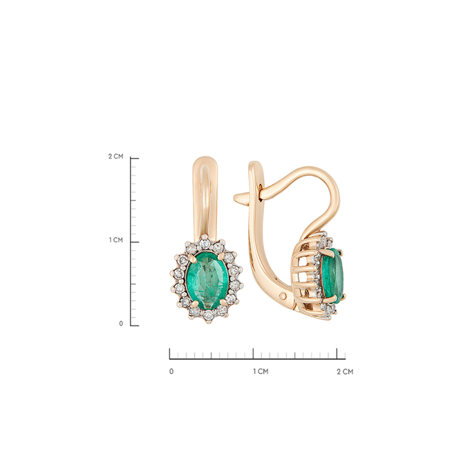 Серьги из золота 585 пробы c изумрудами и бриллиантами, К 0000 3223 за 78200