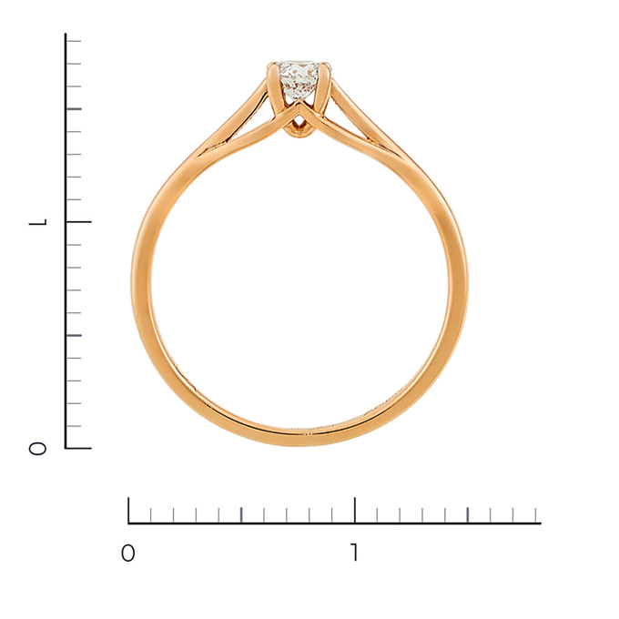 Кольцо из красного золота 585 пробы c 1 бриллиантом