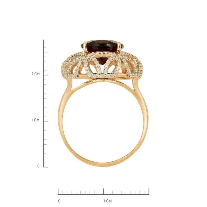 Кольцо из золота 585 пробы c гранатом и фианитами, Л 7601 6925 за 50400